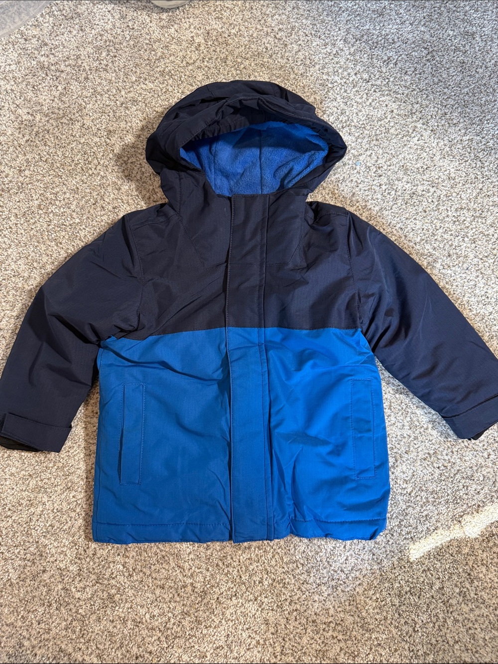 The Children's Place Navy and Bright Blue Hooded Puffer Jacket